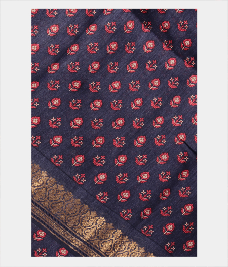Blue Soft Tussar Printed Saree T267494-image