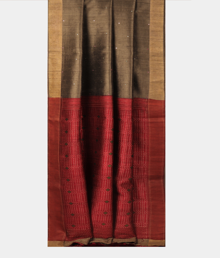 Grey Tussar Printed Saree T2678582