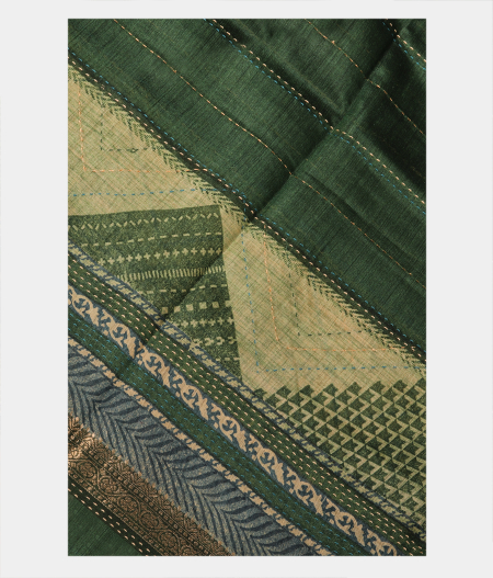 Green Tussar Printed Saree T267823-image