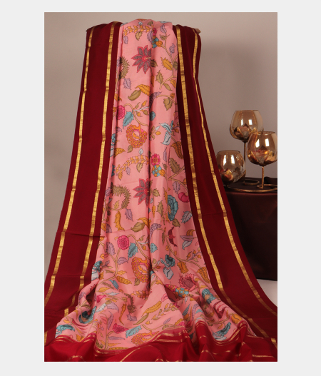 Pink Printed Soft Silk Saree T2646052