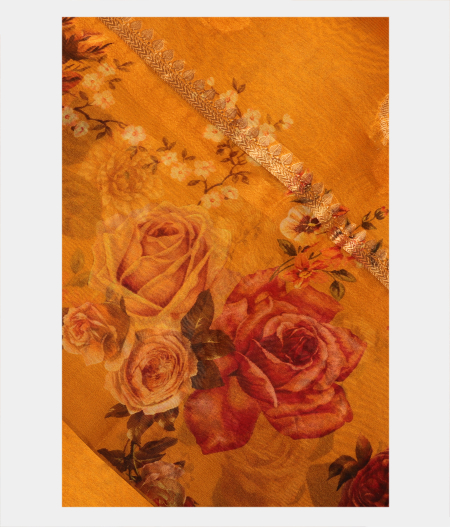 Yellow Kora Organza Printed Saree T265708-image