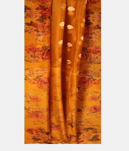 Yellow Kora Organza Printed Saree T2657082