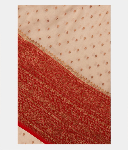 Off White Banaras Georgette Silk Saree T266925-image