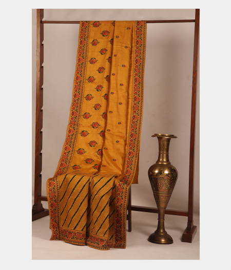 Yellow Tussar Embroidery Saree T269222-image