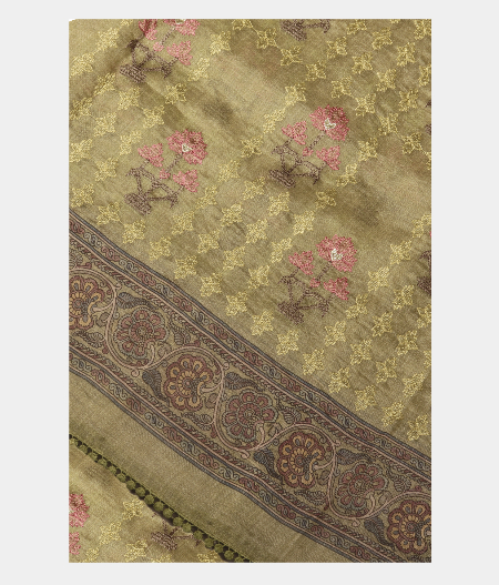 Light Green Kora Organza Embroidery Saree T267139-image