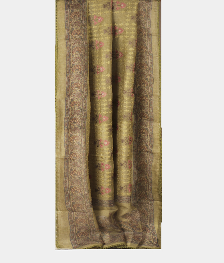 Light Green Kora Organza Embroidery Saree T2671392