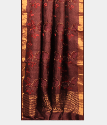 deep-brown-tussar-embroidery-saree-t269214-t269214-b