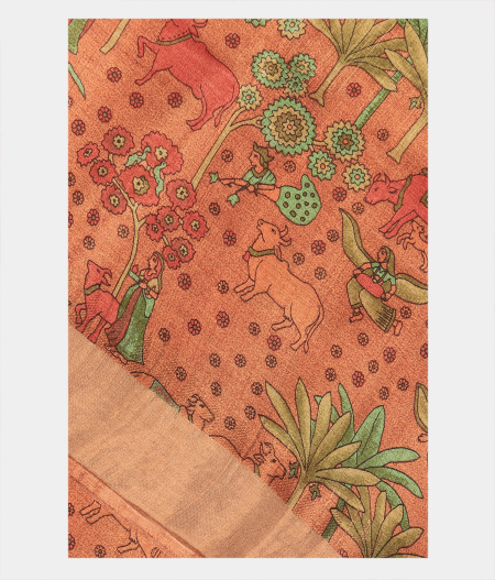 Beige Tussar Printed Saree T270319-image