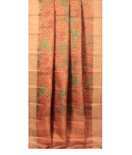 Beige Tussar Printed Saree T2703192