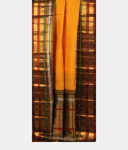 Yellow Handwoven Kanjivaram Silk Saree T2385734