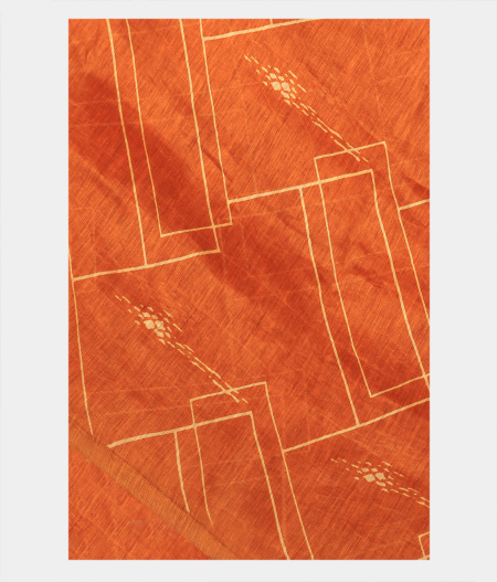 Yellow Linen Printed Saree T269327-image