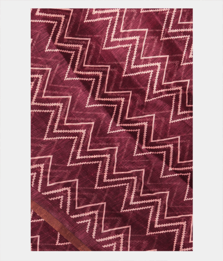 Burgundy Linen Printed Saree T269348-image