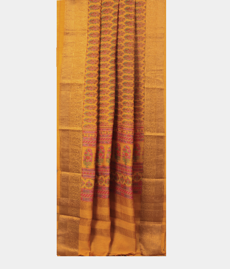 Yellow Soft Tussar Printed Saree T2700012