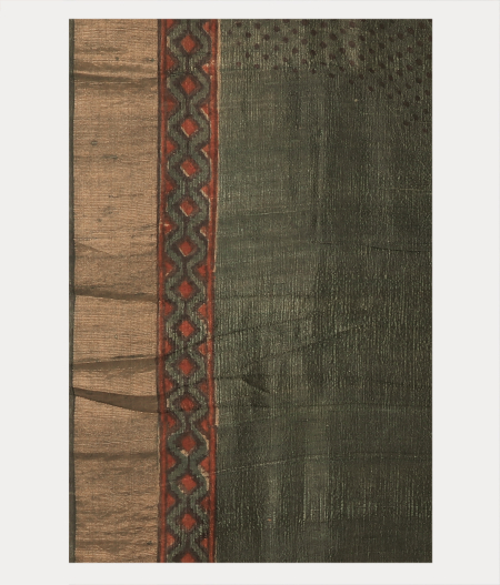 Dark Green Tussar Printed Saree T2697473