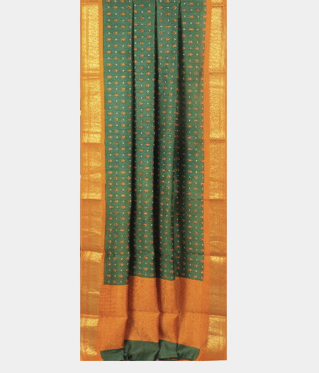 Bottle Green Tussar Printed Saree T2674972