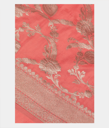 Salmon Pink Banaras Silk Saree T272425-image