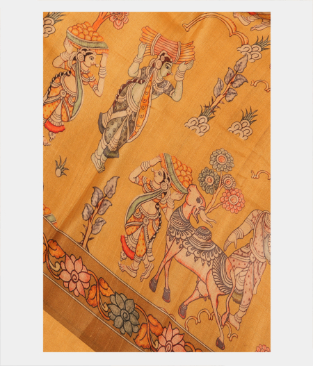 Light Yellow Tussar Printed Saree T270428-image