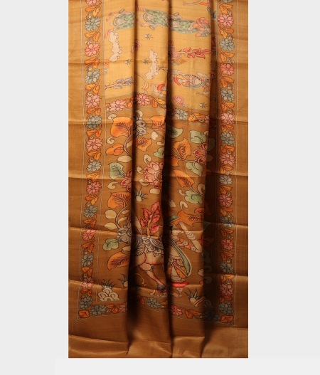 Light Yellow Tussar Printed Saree T2704282