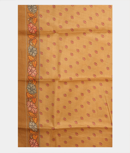 Light Yellow Tussar Printed Saree T2704283