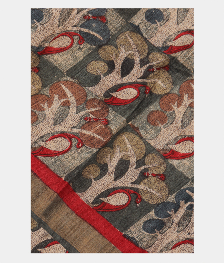 Multicolour Tussar Printed Saree T259563-image