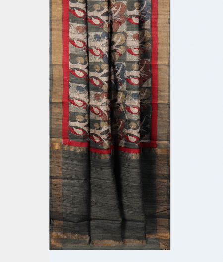 Multicolour Tussar Printed Saree T2595632