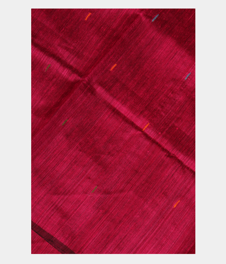 Burgundy Handwoven Tussar Saree T267558-image