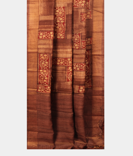 Brown Tussar Printed Saree T2704252