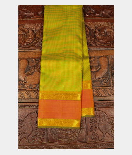 Light Green and Yellow Handwoven Kanjivaram Silk Saree T260642-image