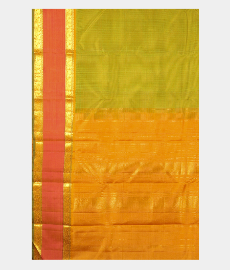 Light Green and Yellow Handwoven Kanjivaram Silk Saree T2606424