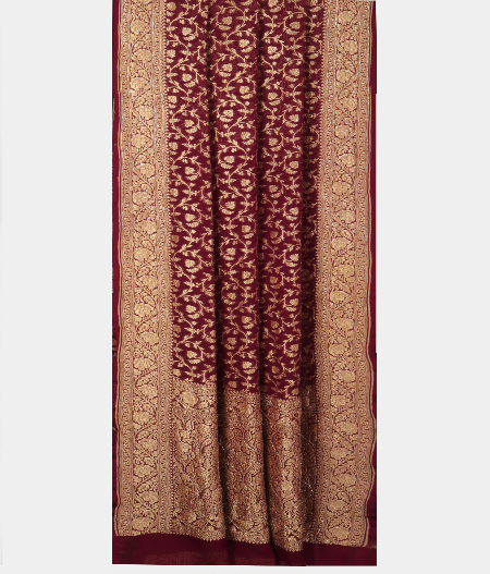 Purple Banaras Georgette Silk Saree T2677662