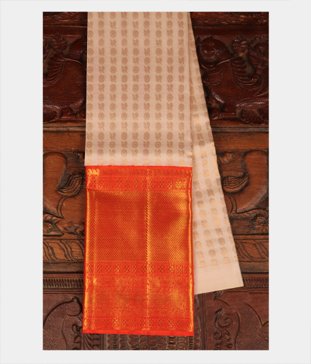 Off White Handwoven Kanjivaram Silk Pavadai T271401-image