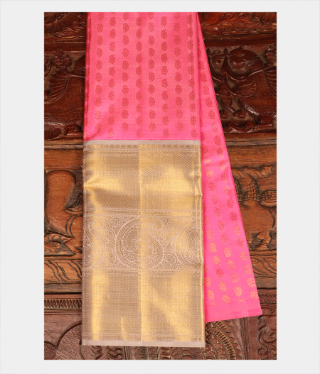 Pink Handwoven Kanjivaram Silk Pavadai T228848-image