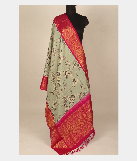 Grey  Printed Kanjivaram Silk Dupatta T228876-image