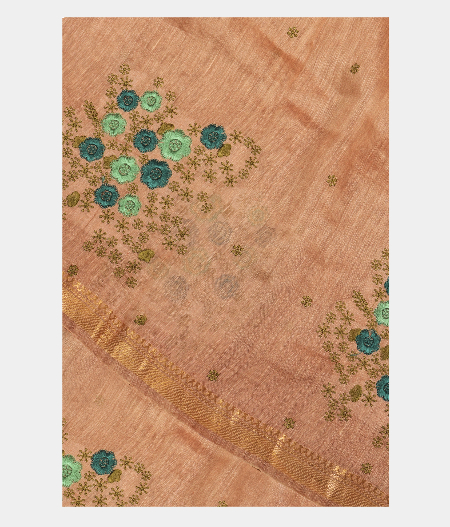Mauve Pink Linen Embroidery Saree T274787-image