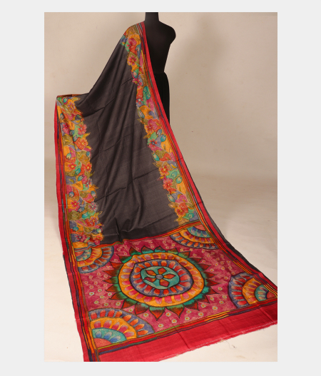 Black Tussar Embroidery Saree T274857-image