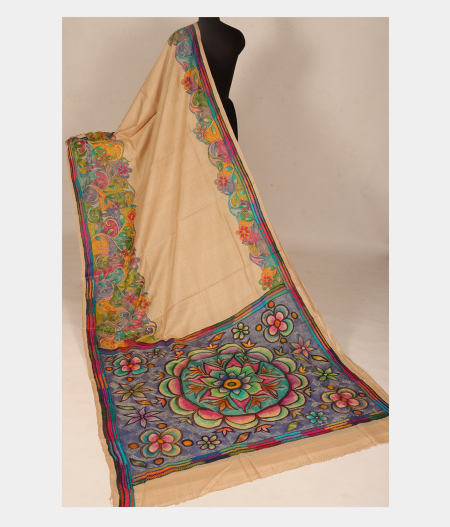 Beige Tussar Embroidery Saree T274860-image