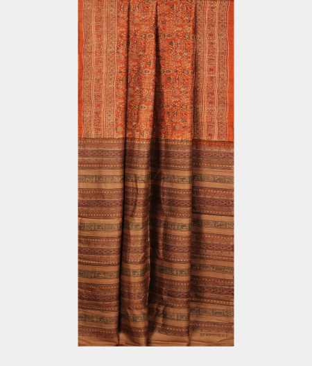 Rust Tussar Printed Saree T2728292