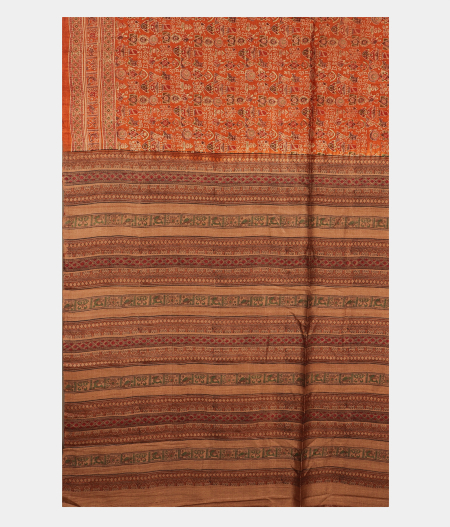 Rust Tussar Printed Saree T2728294