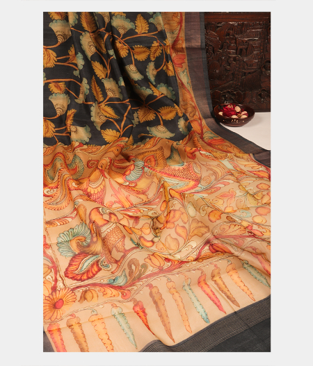 Blue Tussar Printed Saree T274665-image