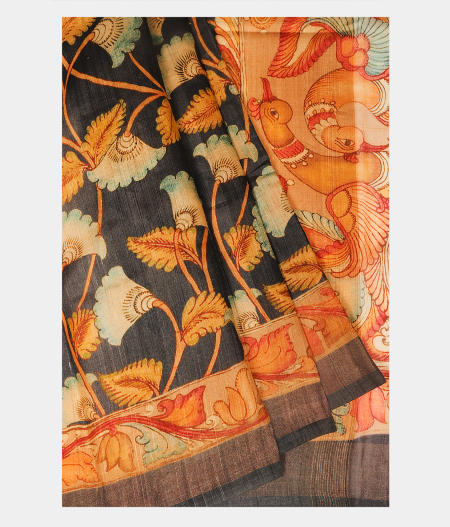 Blue Tussar Printed Saree T2746652