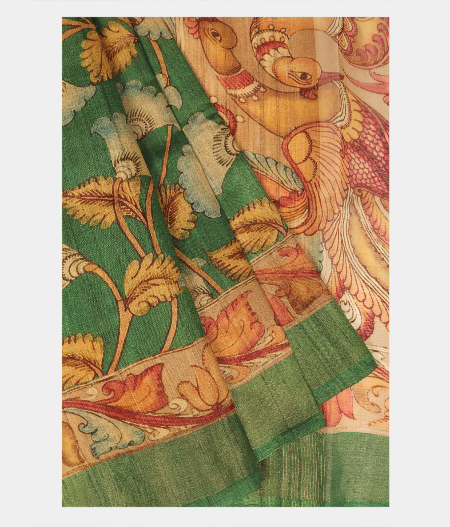 Green Tussar Printed Saree T2746642