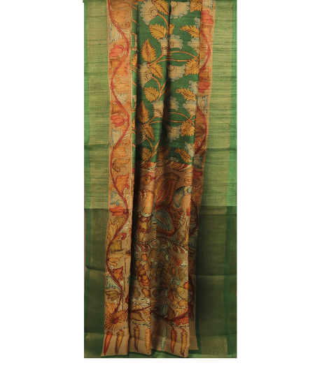 Green Tussar Printed Saree T2746645