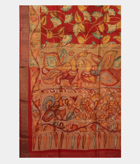 Red Tussar Printed Saree T2746734