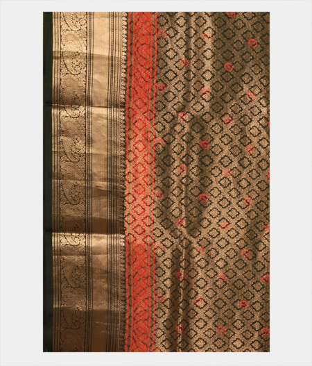 Dark Green Printed Soft Silk Saree T2641753