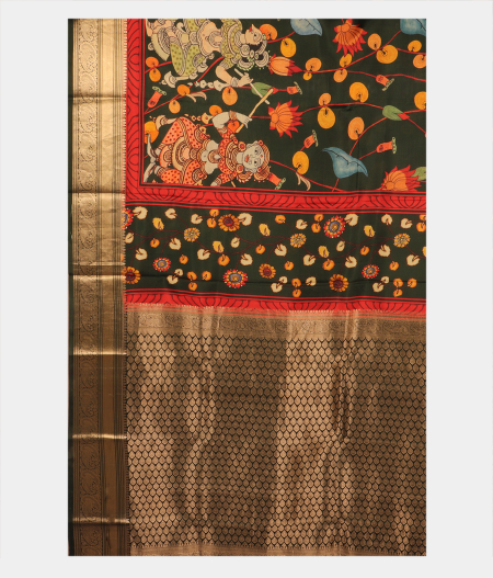 Dark Green Printed Soft Silk Saree T2641754