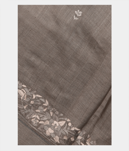 Grey Tussar Embroidery Saree T75681-image