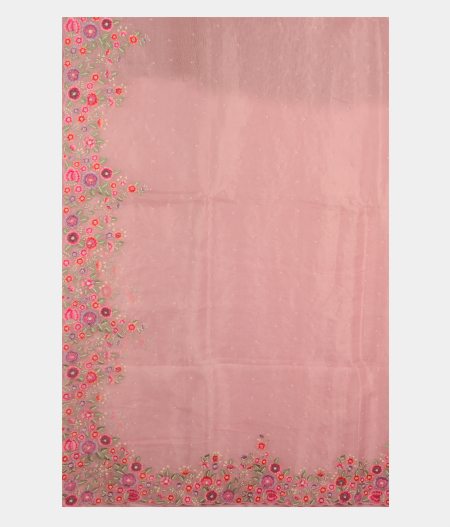 Pink Kora Organza Embroidery Saree T2768895