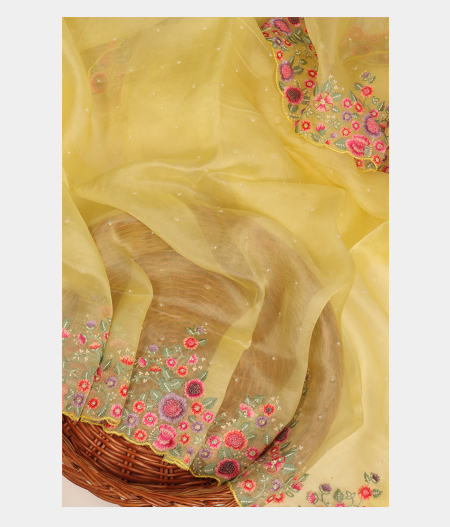 Yellow Kora Organza Embroidery Saree T276887-image