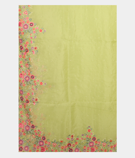 Green Kora Organza Embroidery Saree T2768865