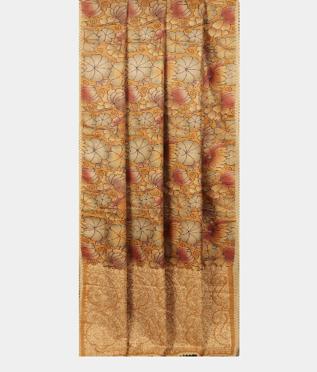 Peach Tussar Printed Saree T2744382